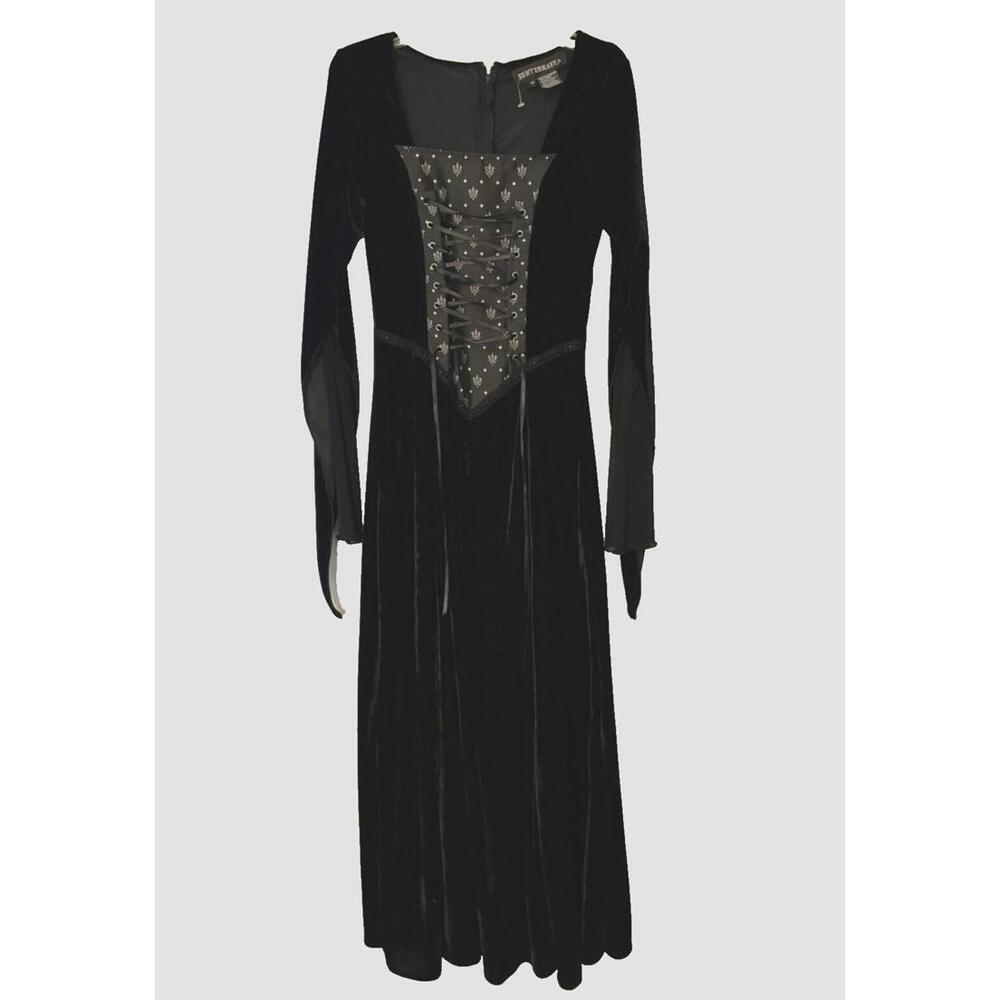 Subterranea Black Velvet Gothic Dress Medieval Renaissance Sz M NWOT